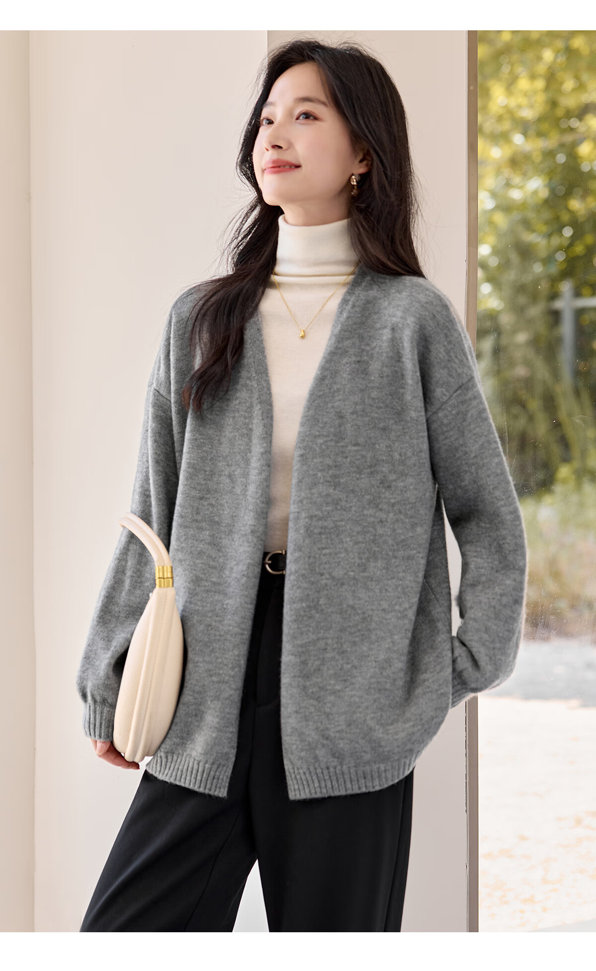 Chushen Autumn Winter Women's Knitted Cardigan Fashion V-Neck Classic Solid Color Versatile Knit Sweater S54Z068 11