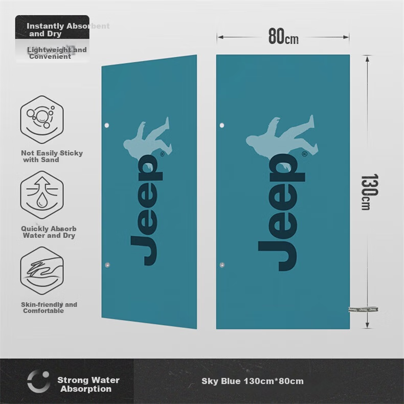 Jeep Swimming Towel for Women, Portable Fitness Sports Special Children Quick-Drying Bath Towel Absorbent Hot Spring Beach Towel Navy Blue 18