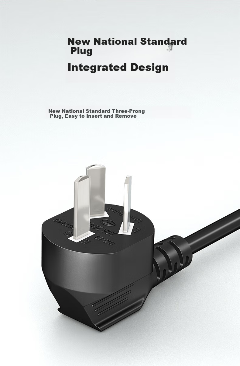 BURLEFRAN National Standard 3C Certified Power Cord, Three-Prong Three-Core I-Shaped Tail Computer Desktop Host, Universal Monitor, Rice Cooker Printer Connection Cable 3 Meters 7