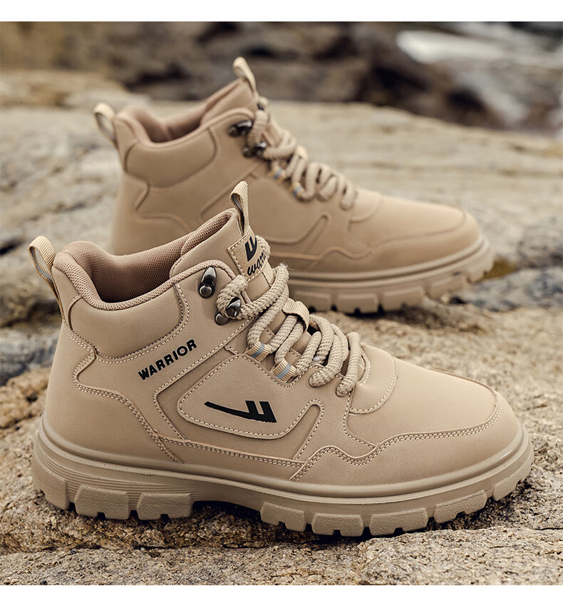 Warrior Official Martin Boots Autumn Winter High-top Hiking Shoes Men Outdoor Casual Shoes 1871 Khaki Size 43 10
