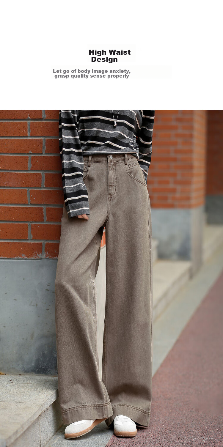 Dme [Lyocell Cotton Blend] Autumn Stone-Ground Washed Maillard High-Waist Long Straight-Leg Slimming Women's Jeans 3