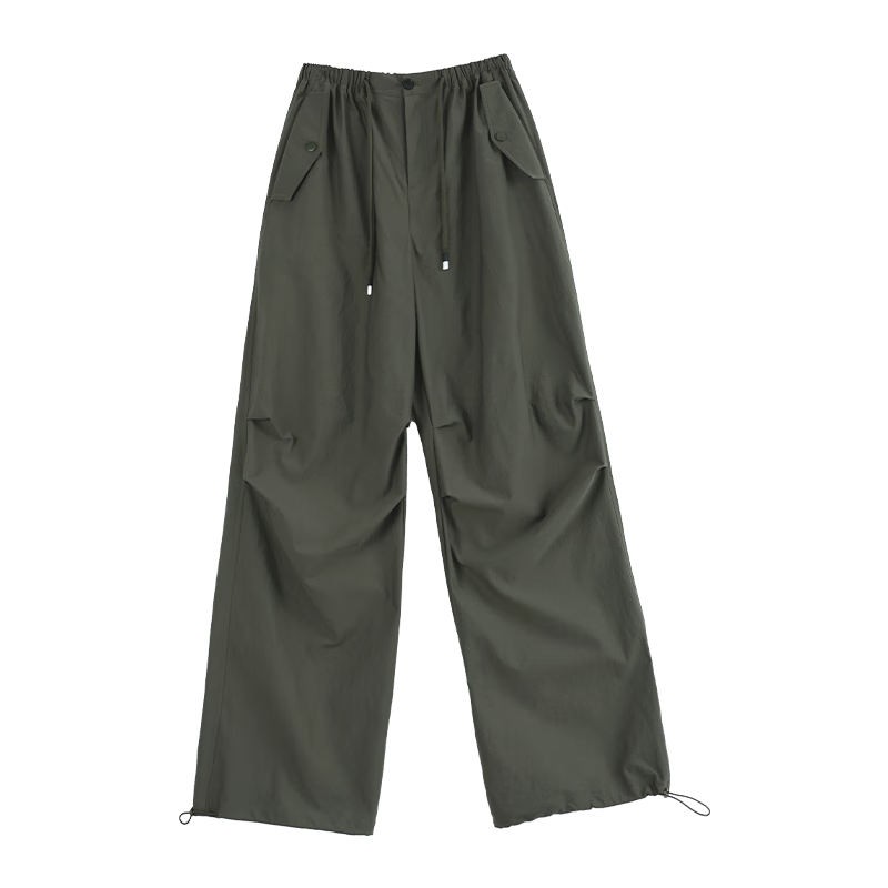 FAESSLIN Women's Military Green Work Pants Summer Thin Quick-Dry Extended Casual Paratrooper Pants American Straight-Leg Wide-Leg Hiking Pants