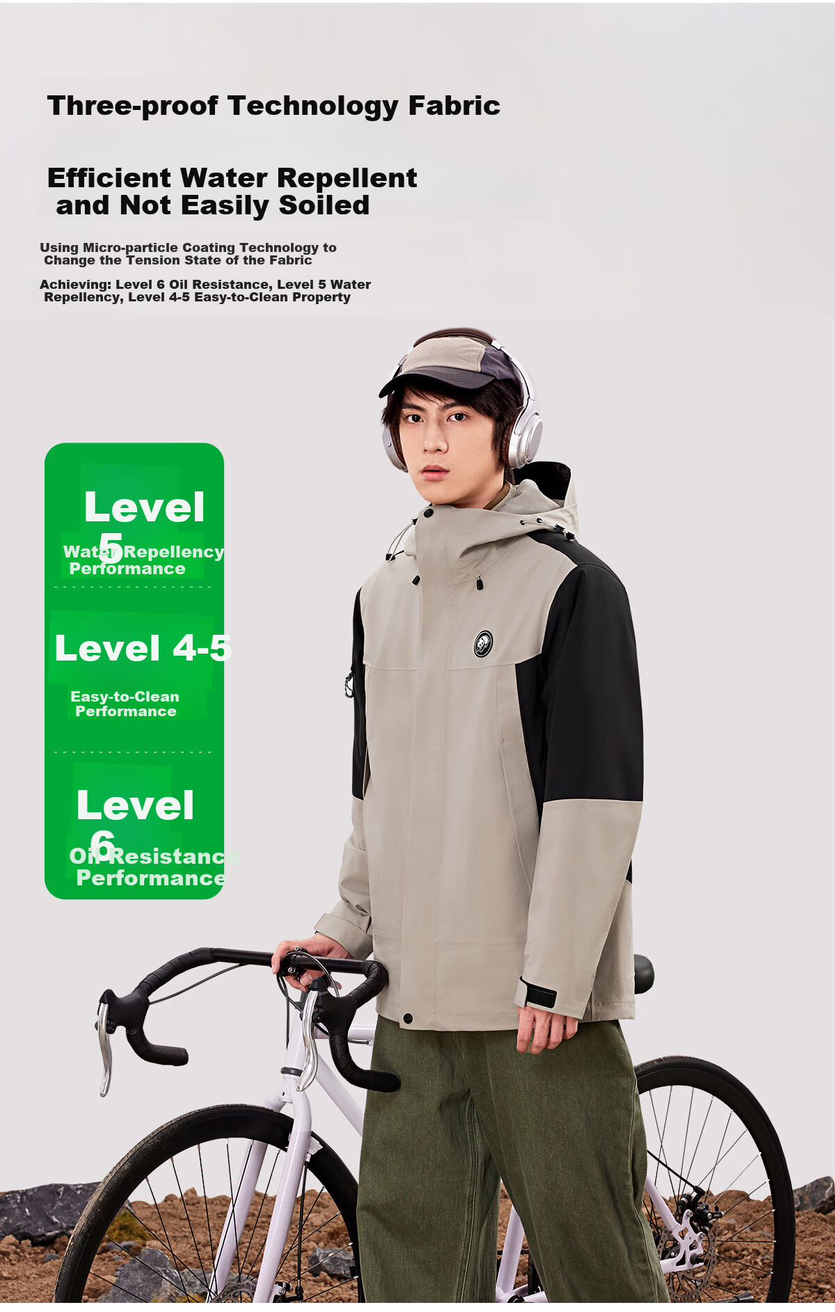 Xiongmao Zhang Yuxi Same Style Outdoor Three-In Jacket for Men And Women, Triple Protection Color-Block Hiking Coat, Gray/black, 2XL 5