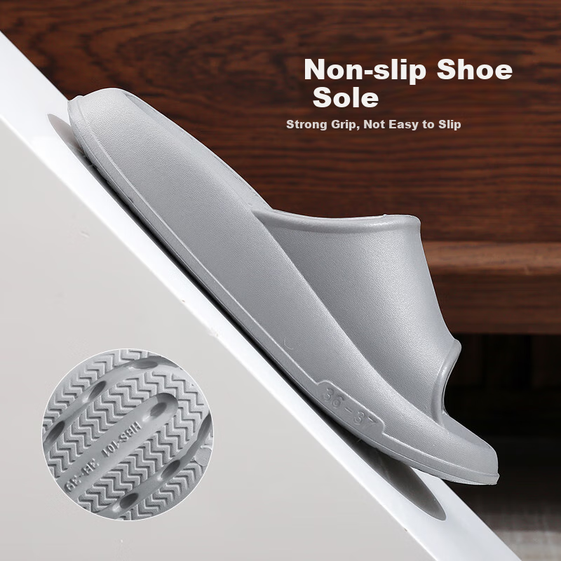 GUOLUOFEI Squishy Slippers for Men And Women, Summer Home Couple Bathroom Shower Outdoor Thick-Soled Sandals, Black, Size 42-43