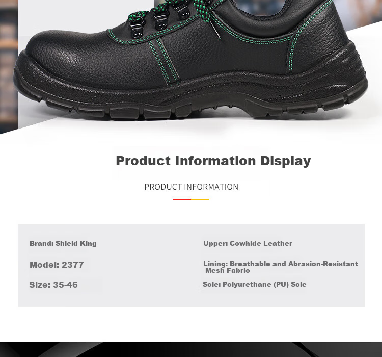 DUNWANG Safety Shoes 2377, Steel Toe Anti-Smashing Puncture-Resistant Anti-Static Cowhide Non-Slip Oil-Resistant Work Boots for Men And Women, Construction Site Workshop Multi-Functional Protective Footwear Size 41 4