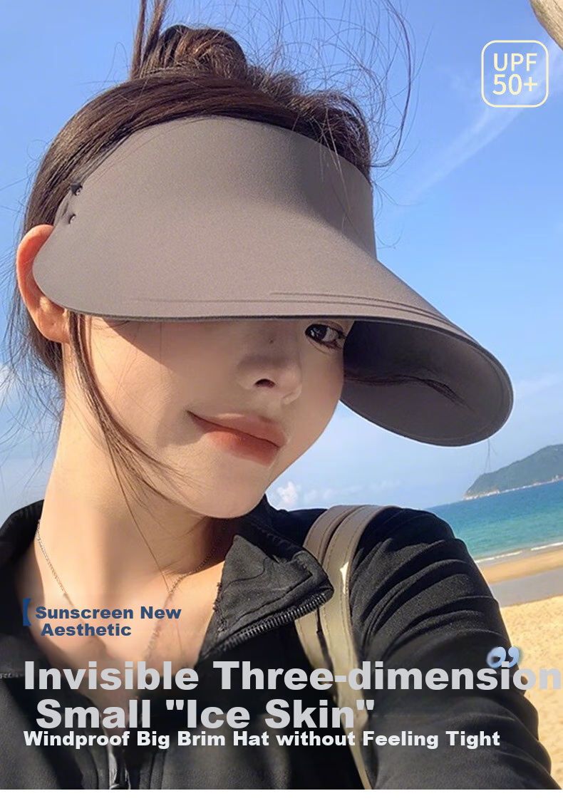 FitonTon Sun Protection Hat for Women, Summer Outdoor Cycling UV-Resistant Sun Hat, Large Brim Visorless Cap for Women, Seamless Cool Hat 1