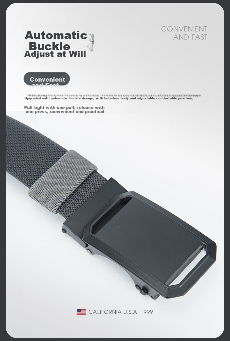 TFO Competition-Grade Automatic Waist Belt, Outdoor Tactical Woven Belt Fashionable Trouser Belt 2802415, Gray 3