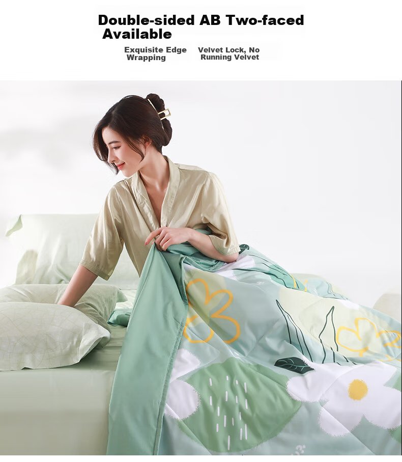 Hengyuanxiang Summer Cooling Fiber Quilt, Washable Machine-Washable Air Conditioning Quilt, Thin Summer Quilt with Floral Pattern, 200*230cm, 2.8 Ji 8