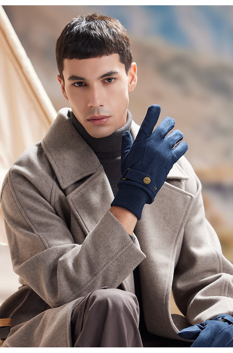 JEEP Winter Men's Fleece-Lined Thickened Leather Touchscreen Riding Gloves Windproof Warm Motorcycle Gloves 1