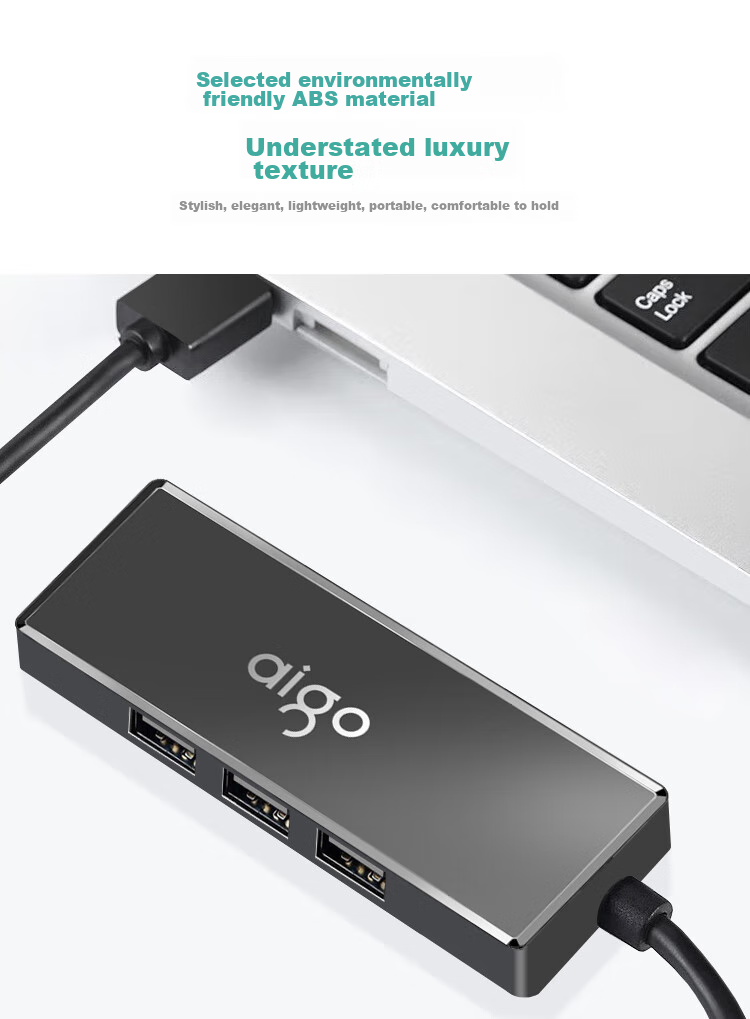 Aigo Type-C Hub Adapter, 3.0 Converter, Laptop Docking Station, USB Extension Cable, Computer Expansion Dock H02-C Metal 0.25M 3