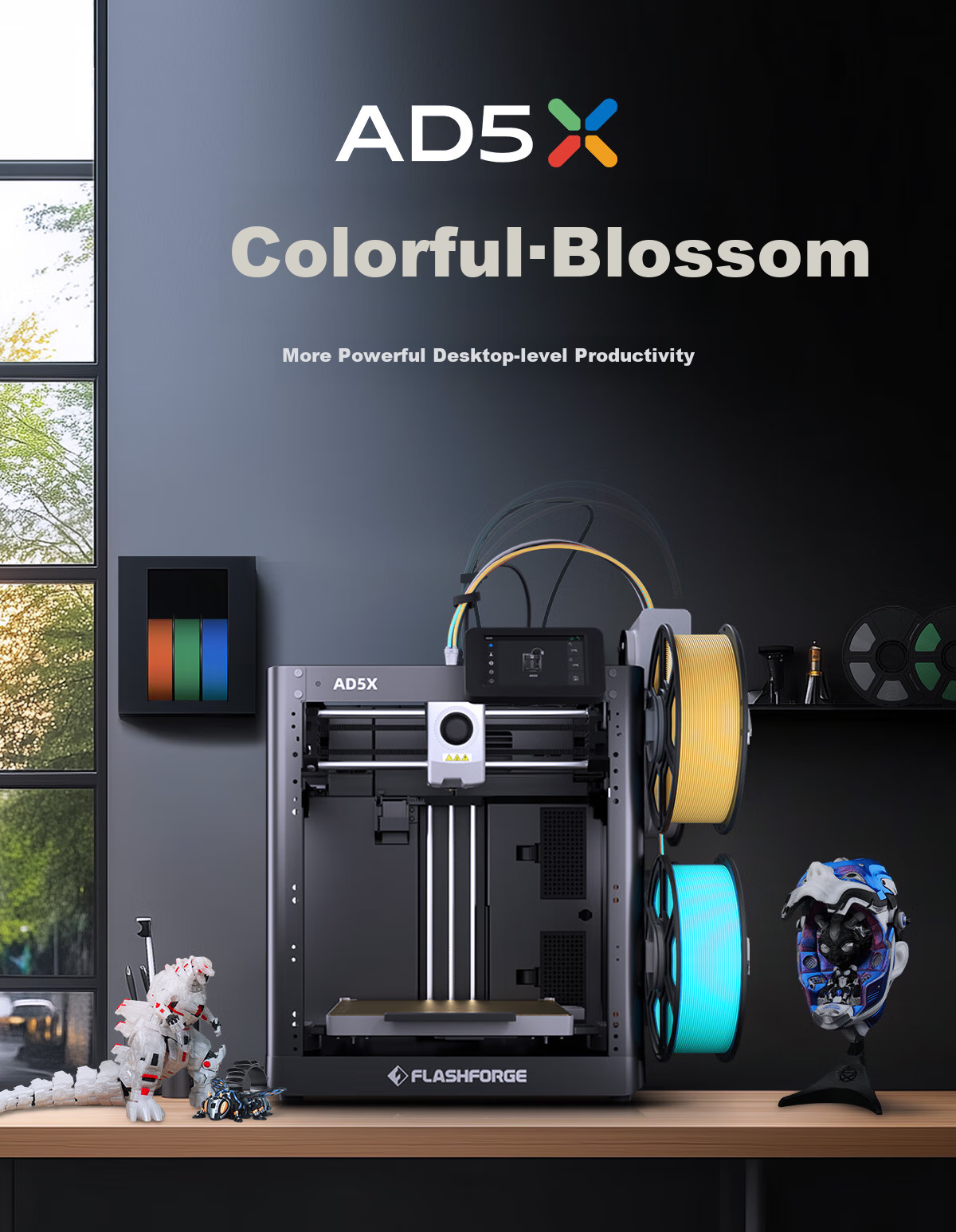 FLASHFORGE AD5X Multi-Color 3D Printer, Home Small High-Precision High-Speed Explorer 5X, FDM Desktop-Level 3D Modeling Printer, Automatic Leveling/Feeding 1