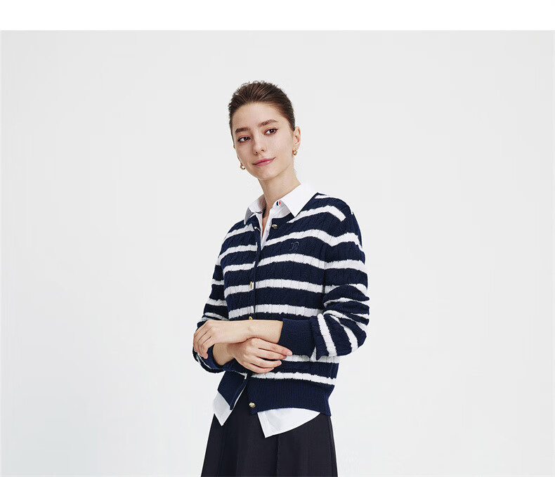Navikail [Celebrity Style] Italy Small Sailboat Women's 25 New Full Wool Knit Cardigan Jacket 2334095501 16