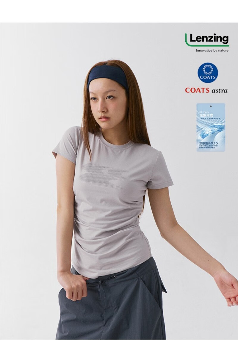 Crying Center Kuhanzhongxin 2025 New Color Scheme Cool Feeling Series Tencel Modal Gradient Logo Pleated Waist-Cinching Top, Light Purple, XS 1