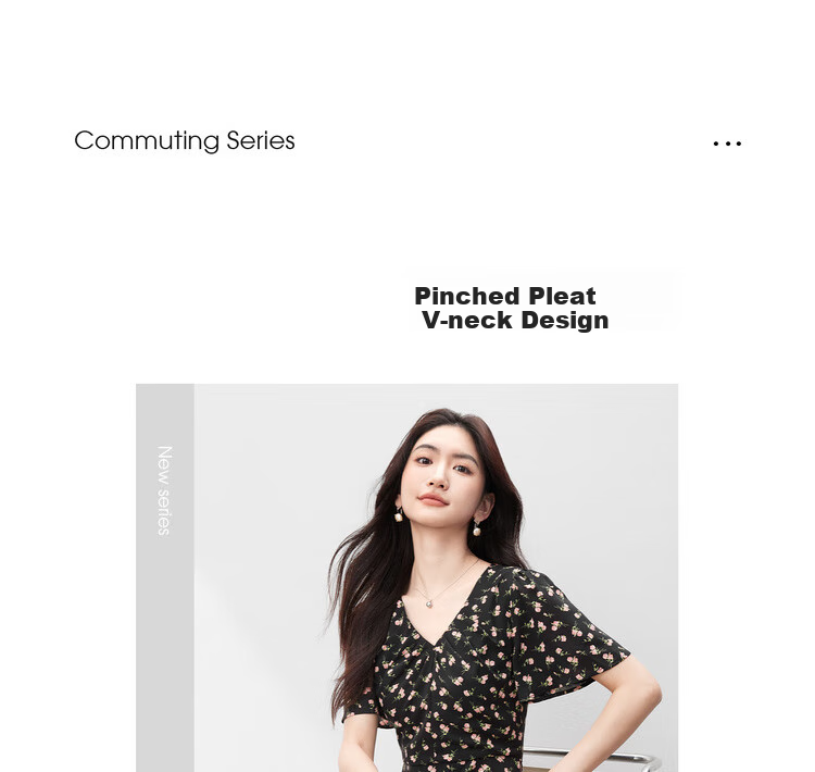 Sentubila V-Neck Trumpet Sleeve Floral Print Dress for Women, Summer Waist-Cinching Slimming A-Line Floral Dress, Romantic Mid-Length Dress with Rose Patter 2