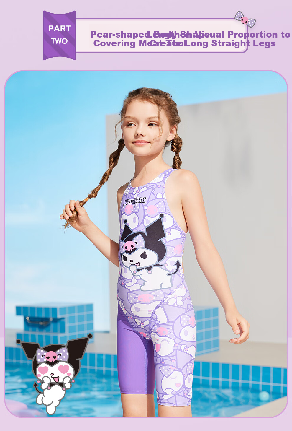 ZOKE Children's One-Piece Swimsuit, Knee-Length Professional Training Sports Girls' Swimwear, 124625888, Purple, Size 18 3