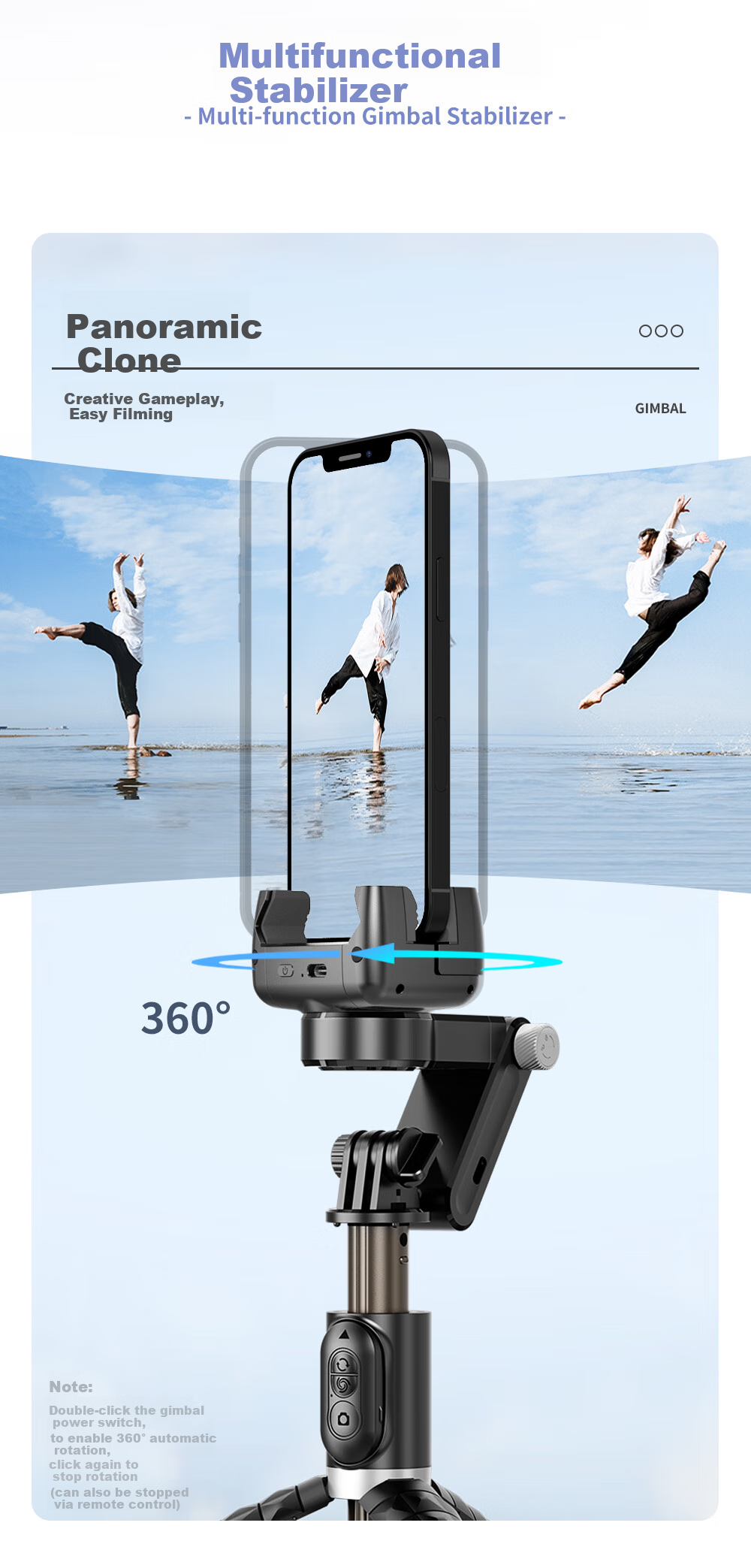 Selfieshow C16 Upgraded Mobile Phone Stabilizer Handheld Gimbal Full-Automatic 360-Degree Rotation Tracking Live Streaming Short Video Vlog Travel Selfie Stick 4