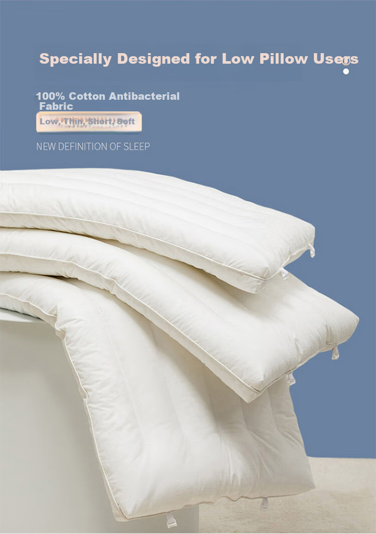 Dohia Pillow, All-Cotton Antibacterial Washable Children's Pure Cotton Comfortable Soft Pillow Core, Low Pillow Single Piece 60*40cm 1