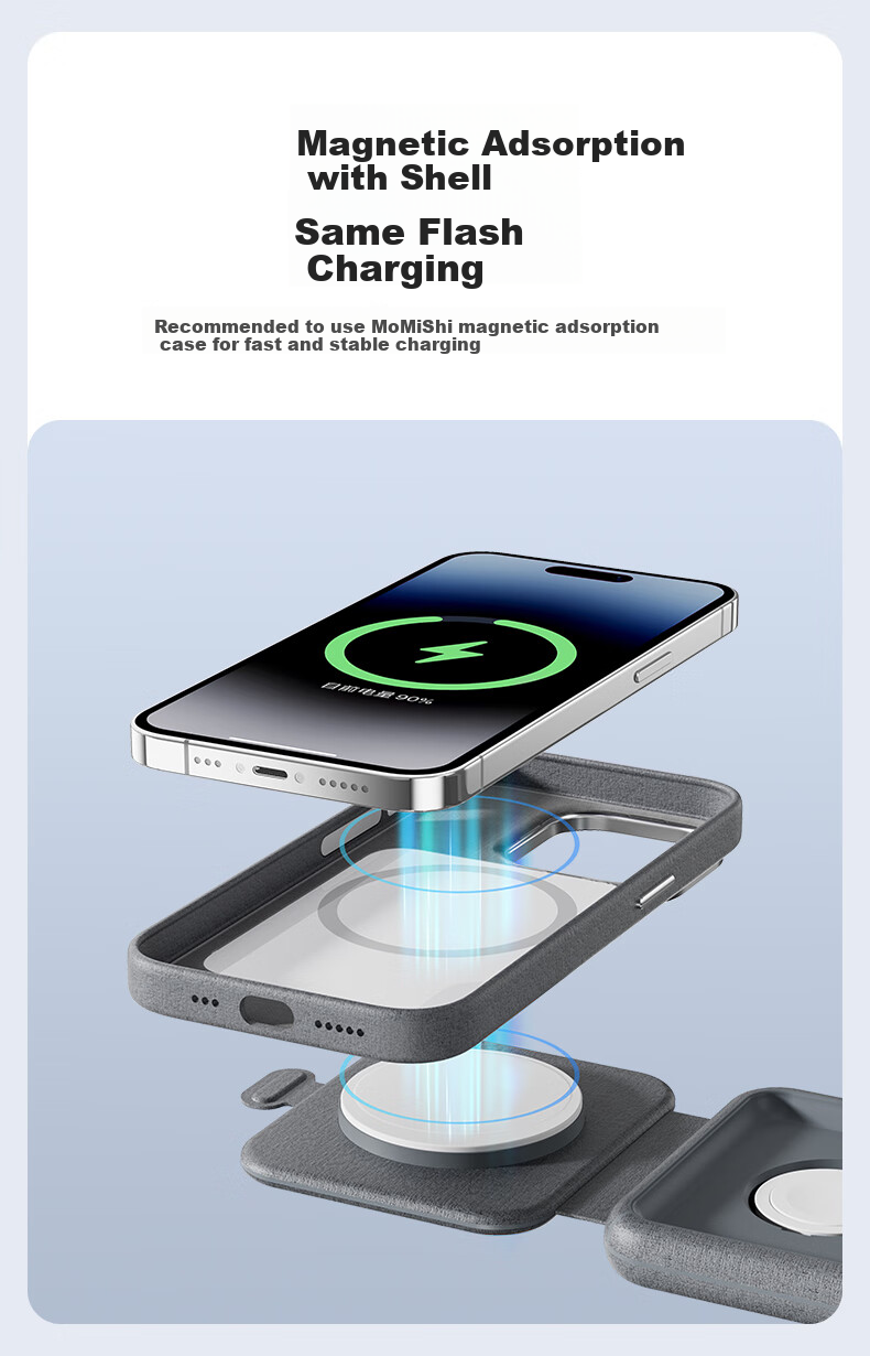 MOMAX Qi2.2 True 25W Apple MFi Certified 3-in-1 Wireless Charger with MagSafe Magnetic Foldable Stand for iPhone 17 Pro Max, Watch, Earphones - Orange 7