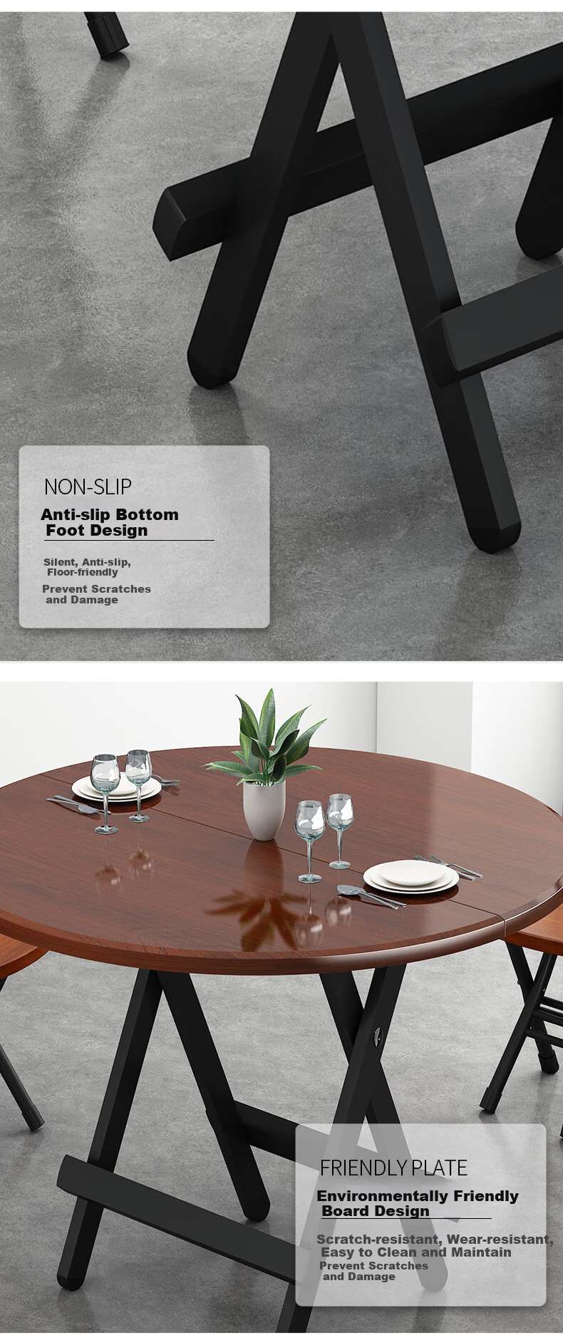 Chibailun Foldable Table, Home Dining Table, Simple Dining Table for Small Apartments, Balcony Round Table, Portable Market Stall Table 4