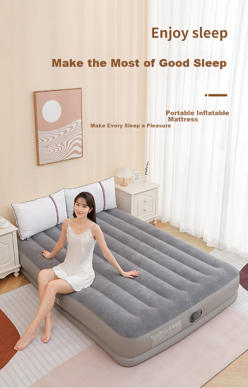 INTEX Built-In Electric Pump USB Port Automatic Inflation Single-Person Air Mattress for Home And Car Use, Foldable Bed with 1 Pillow 64112 1