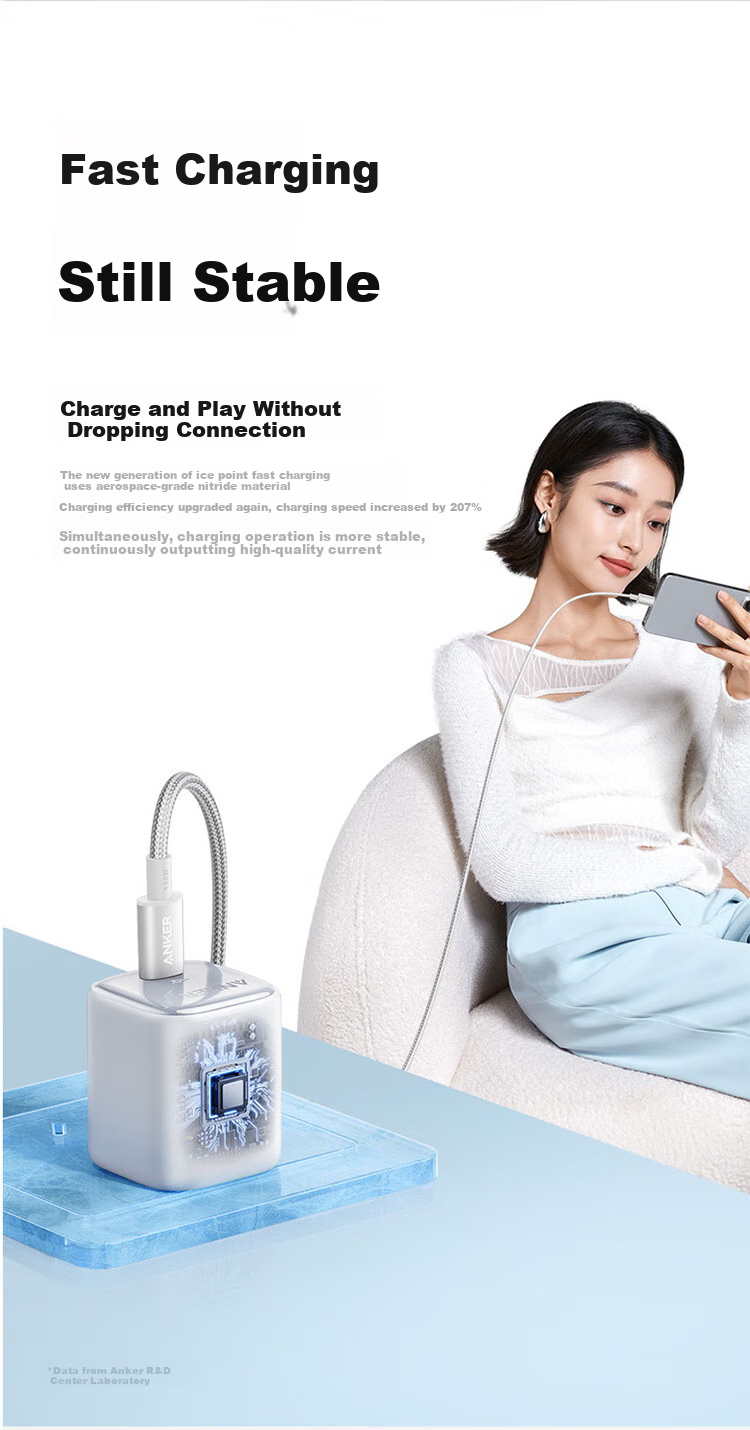 ANKE 30W Ice Point Charger And Data Cable Set, Apple 18 Type-C Fast Charging GaN PD Compatible with IPhone 17 Pro Max 16 Apple 15 Phone Charger 9