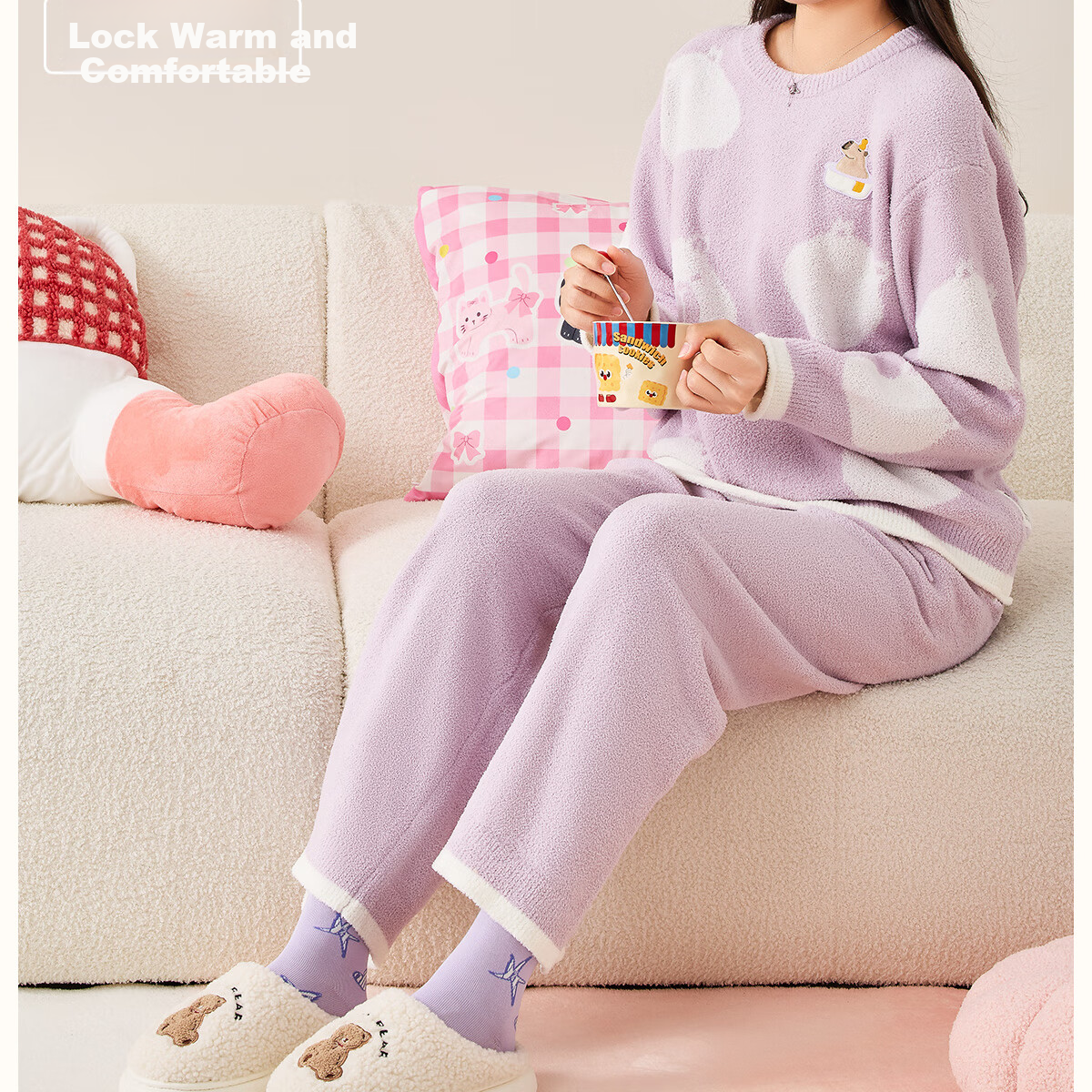 Grace Cute Cotton Slippers Women's Autumn and Winter Indoor Home Thickened Warm Anti-Slip Thick Bottom Slippers Women Winter 2