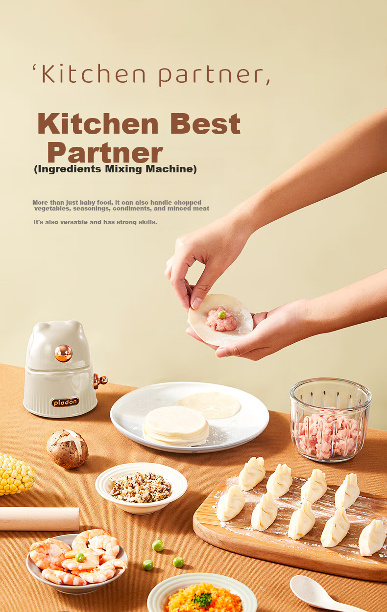PLODON Baby Food Processor, Infant Feeding Tool Grinder And Mixer, Dual Cups for Raw And Cooked Foods 7