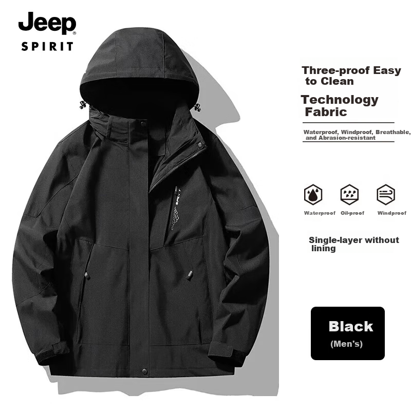 JEEP SPIRIT Windbreaker Jacket for Men And Women, Spring And Autumn Outerwear, Outdoor Windproof Coat, Warm Windbreaker