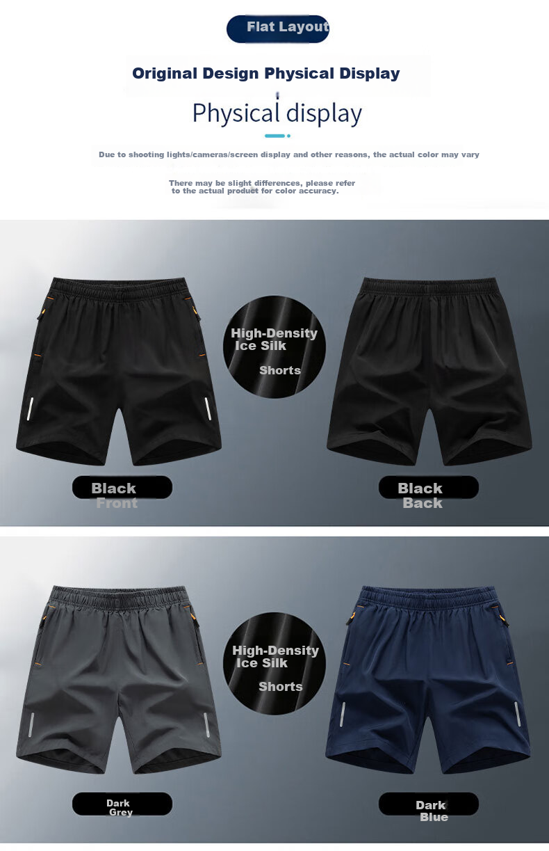 Jeanswest Ice Silk Shorts for Men, Thin Summer Cool Trendy Loose Casual Beach Pants, Quick-Dry Running Fitness Sports Pants for Me 9