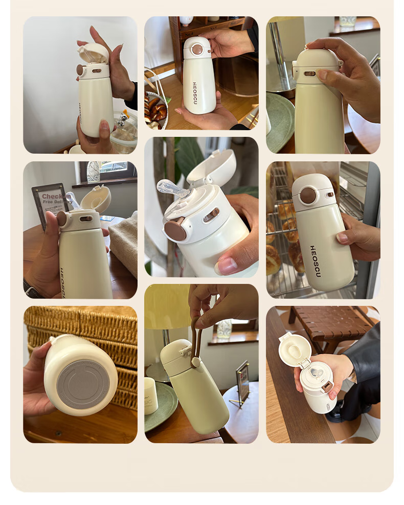 NRMEi Straw Insulated Cup for Pregnant And Postpartum Women, Lying Down Drinking Water, Ladies' 316L Stainless Steel High-Value Student Children's Water Bottle 4
