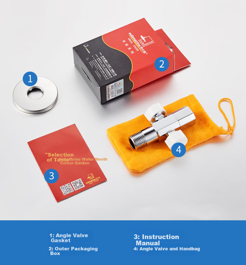 Submarine F402 1-In Three-Way Brass Chrome-Plated Angle Valve with Ceramic Valve Core 18