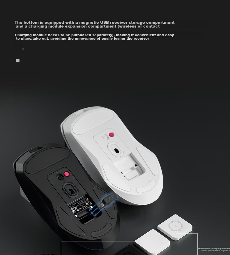 Rapoo VT9PRO V2 Large Hand Wireless/Wired Dual-Mode Gaming Mouse Lightweight PAW3955 Engine Delta Operation FPS PUBG Esports Black White 16