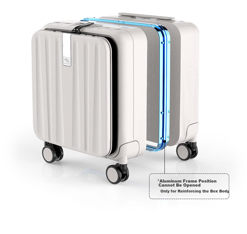 HANKE Luggage, Suitcase for Men And Women, Carry-On Travel Case, 18-Inch Ivory White Password Lock, Storefront Front Opening Aluminum Frame 26