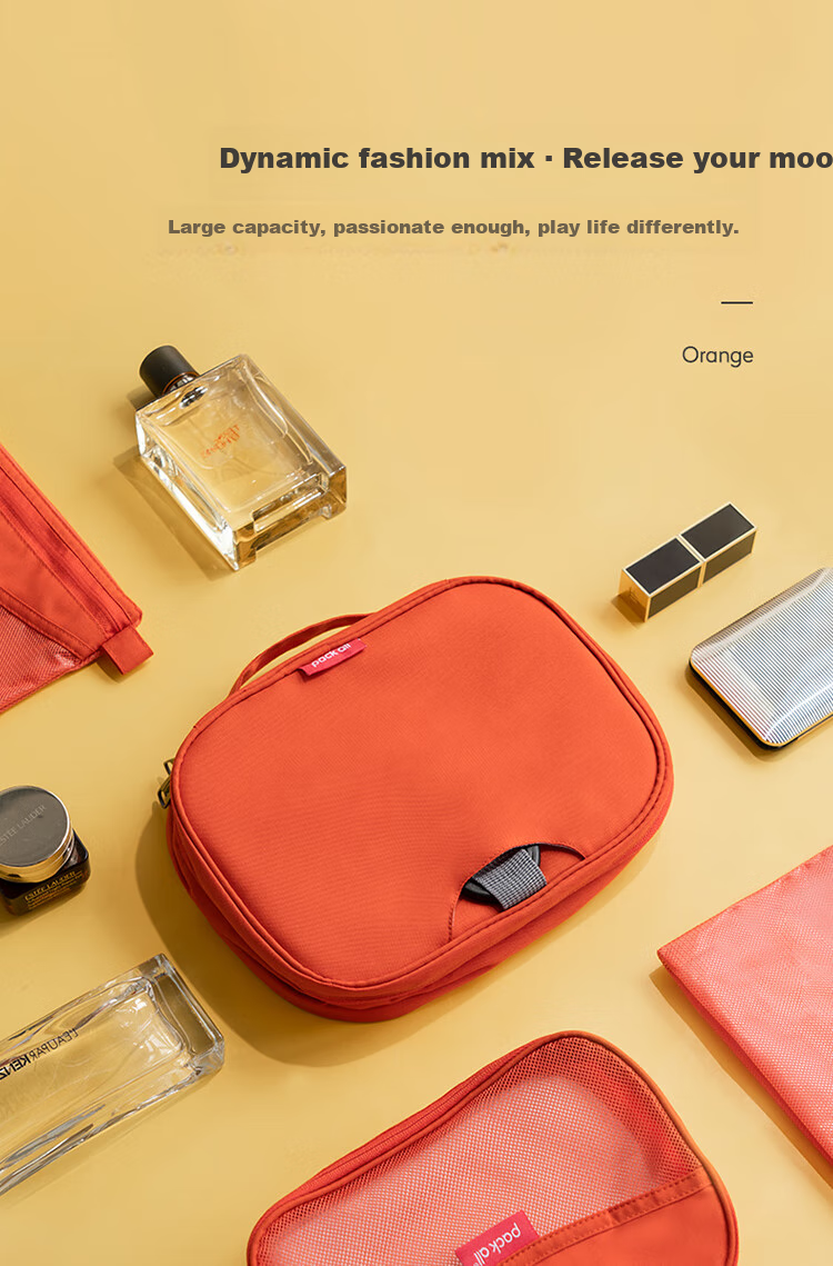 Pack All Toiletry Bag Travel Organizer Large Capacity for Men And Women Business Trip Portable Toiletries Storage Bag Orange 8