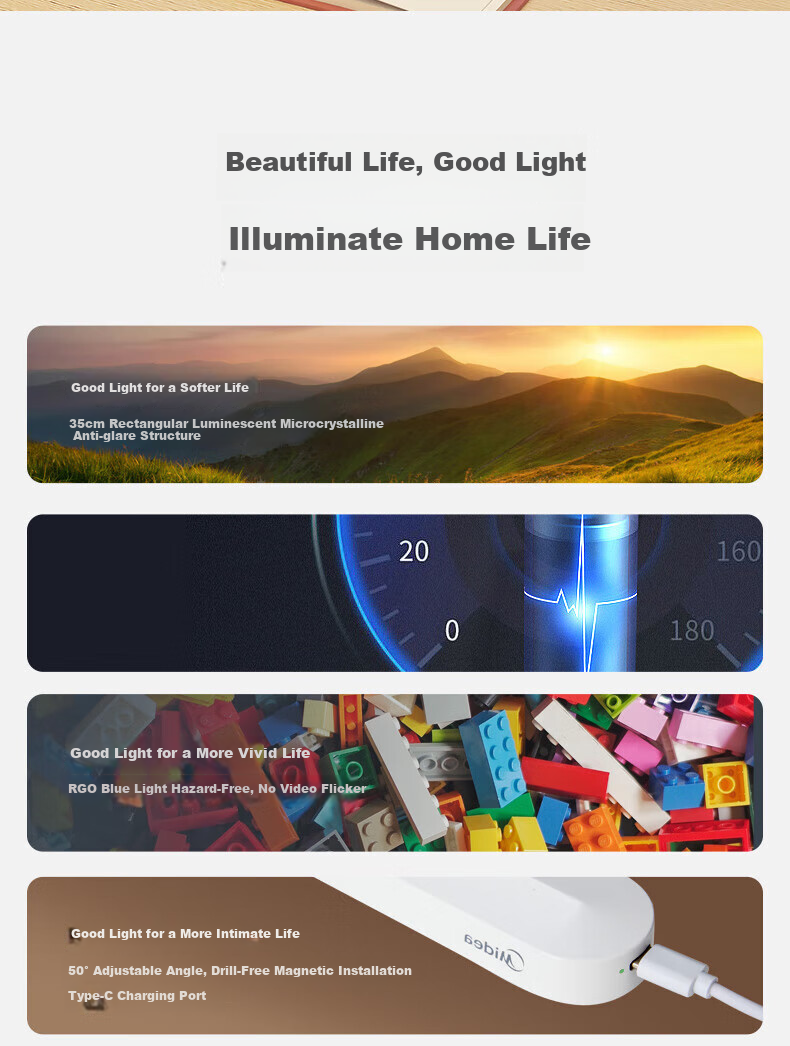Midea LED Remote Control Desk Lamp, Study-Specific Magnetic Lamp, Cool Lamp, Dorm Bedside Suction Lamp, Home Rechargeable Lamp 2