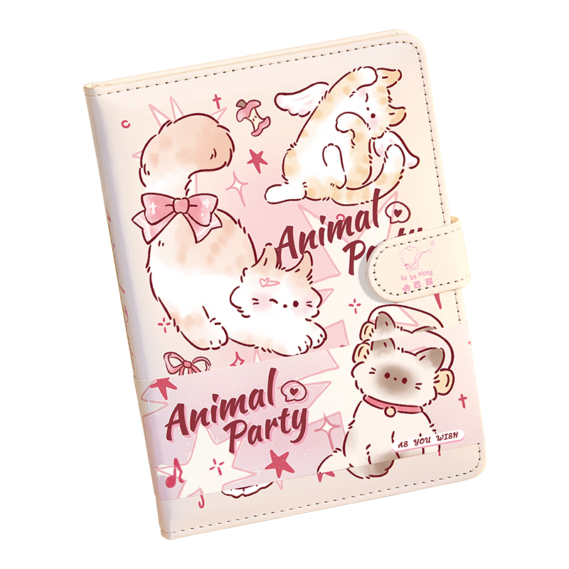 Kaba Bear Leather Magnetic Notebook Animal Diary Cartoon Children's Cute Journal Meow Meow Party