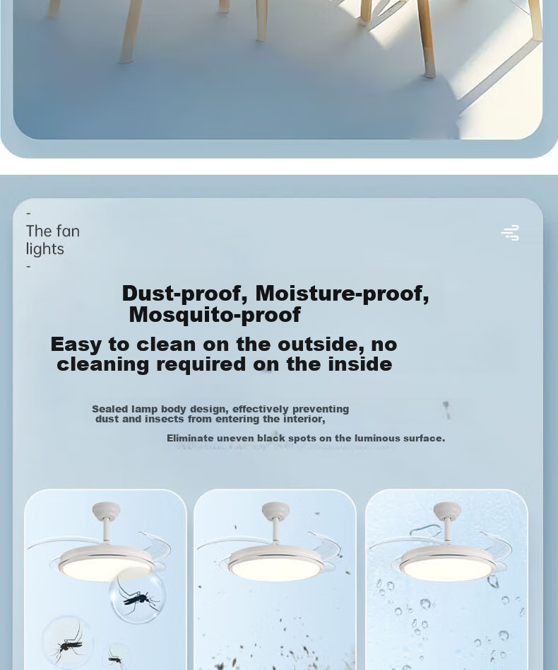 Aimeite [Installation Included] Fan Light Invisible Home Living Room Integrated Dining Room High-Power Full Spectrum Eye-Protecting Variable Frequency Bedroom Fan Light 14