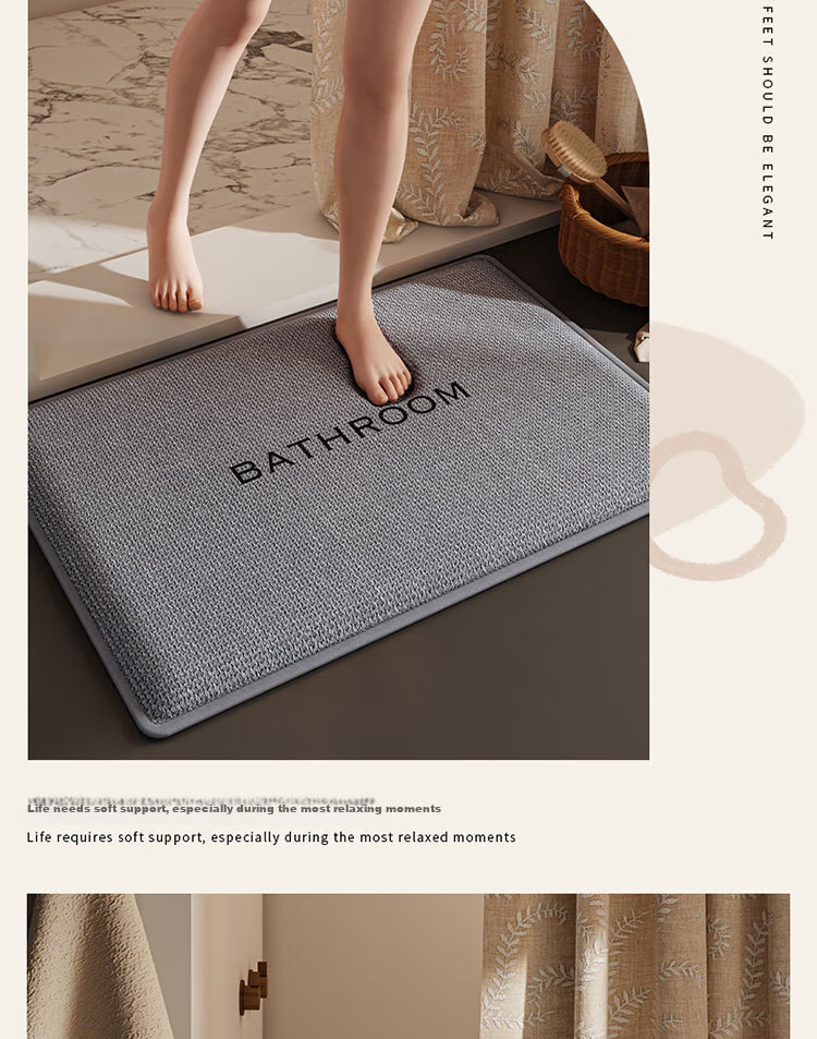 OPPEIN Bathroom Mat, Thickened Sponge Bath Mat, Absorbent Non-Slip Foot Pad, Toilet Carpet, Linen Washroom Doormat 17