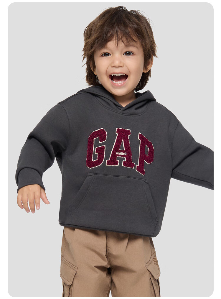 GAP [Same Style for Older And Younger Kids], Boys And Girls Autumn Logo Fleece Hoodie 804635 10
