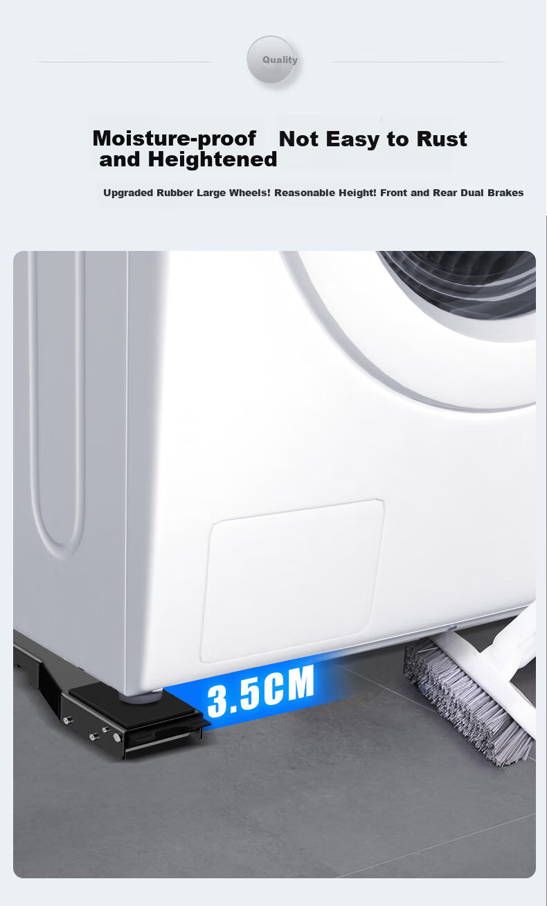 Muhouyingxiong Washing Machine Base, Fully Automatic Drum, Non-Slip And Anti-Vibration Foot Pads, Foot Stands, Height-Increasing, Refrigerator Movable Universal Wheels, Raised Support Frame, Tray 9