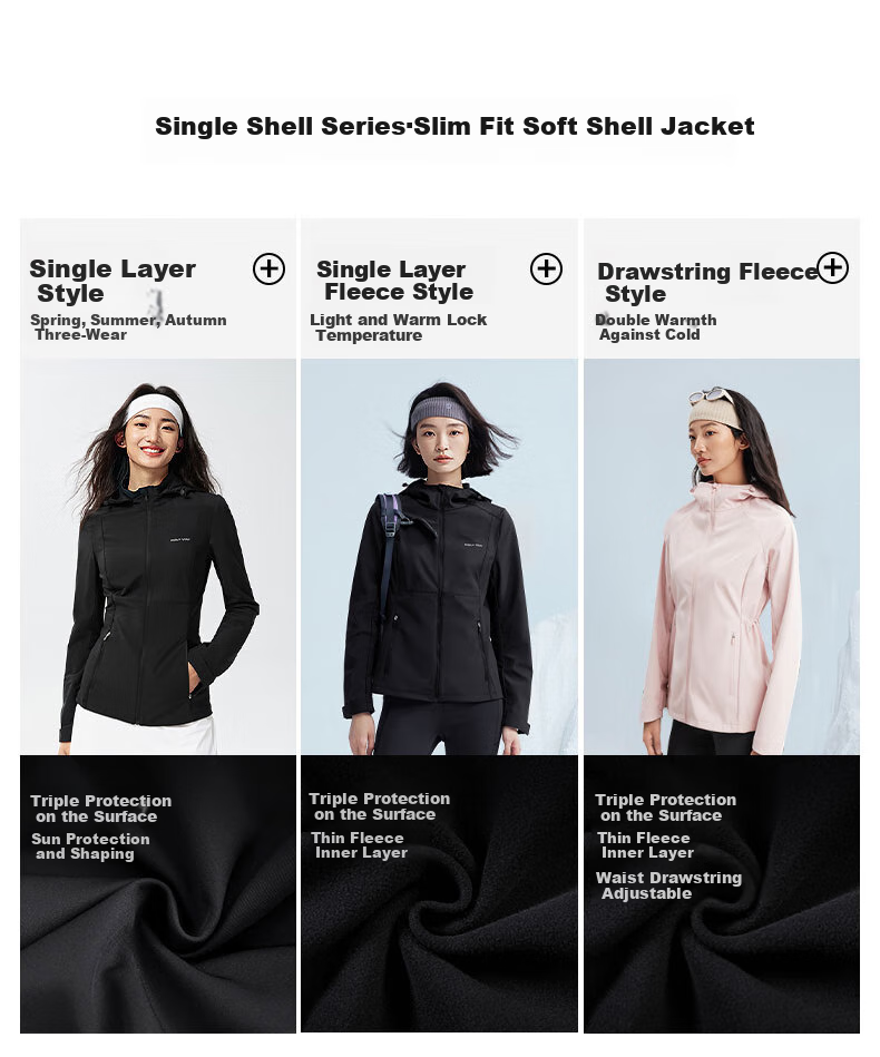 MOLY VIVI Slim-Fit Soft Shell Jacket for Women, Waist-Cinching Coat, Spring And Summer New Style Outdoor Windproof Waterproof Sports Hiking Wear, Magic Vivvi 1