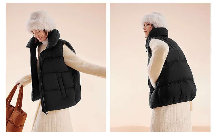 BOSIDENG 25 Years Winter Women's 90% Down Thickened Hooded Loose Short Casual Versatile Warm Vest 1