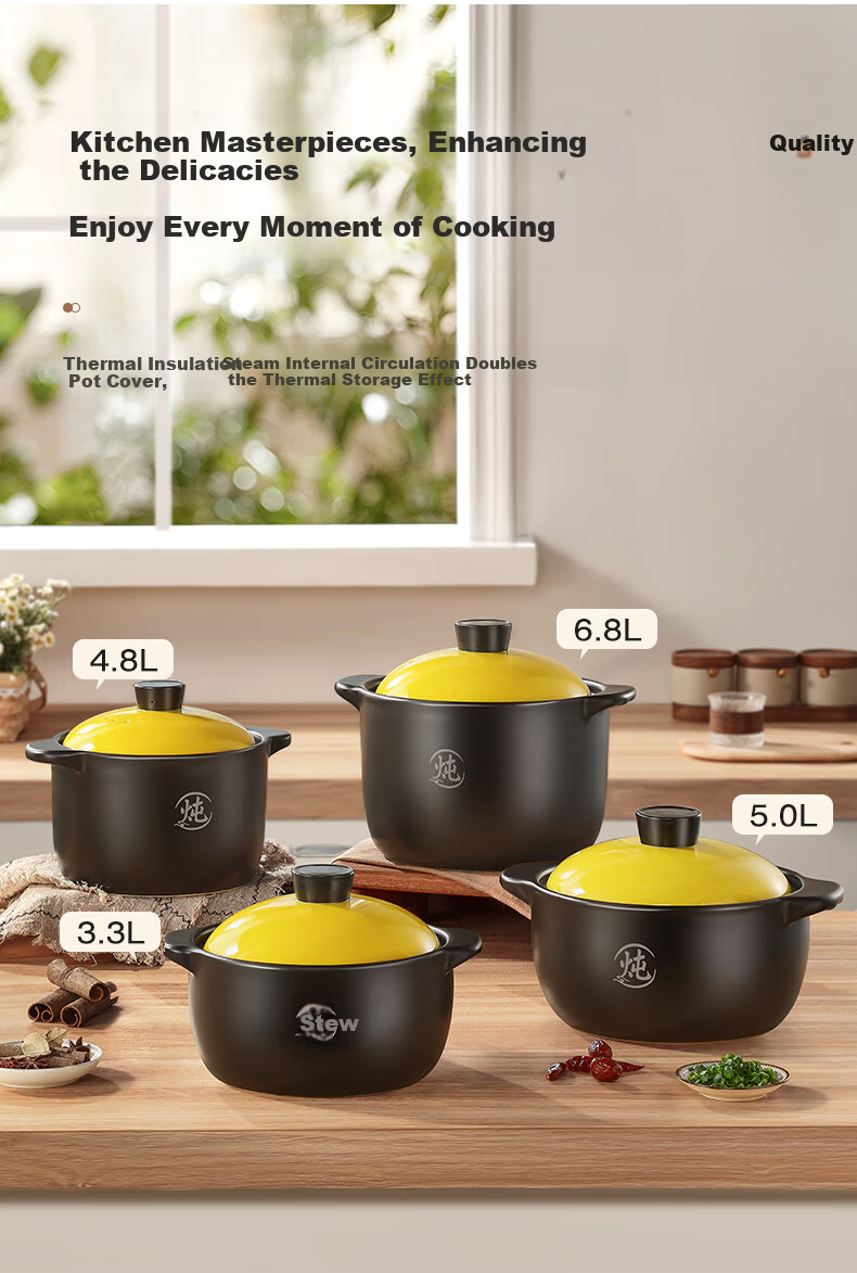 Royalstar Ceramic Casserole Pot for Soup, Heat-Resistant Dry-Burning Crack-Resistant Stew Pot for Home Use, Compatible with Gas And Open Flame Stoves, 6.8L Capacity 17