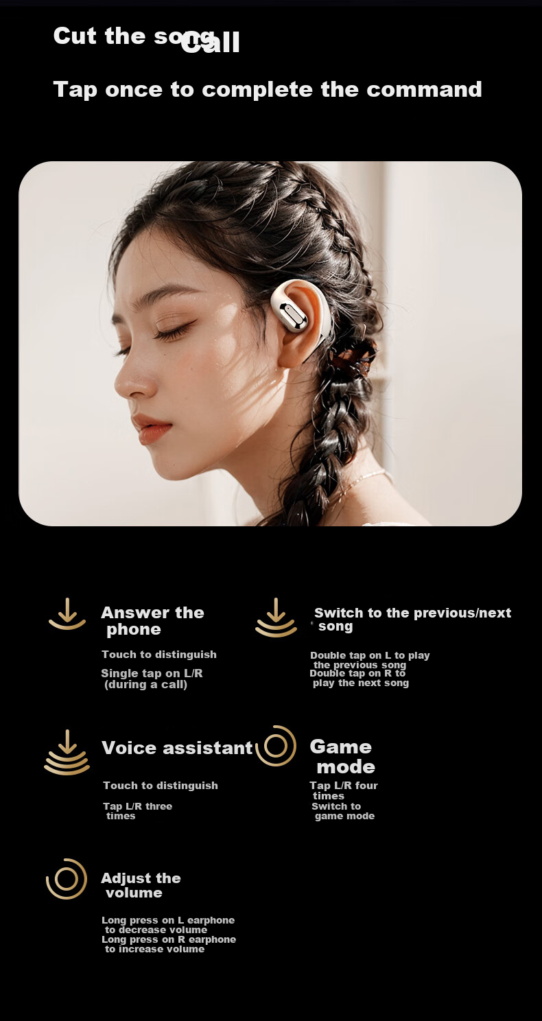 Chuang [German Craftsmanship | HIFI Sound Quality] 2025 New Bluetooth Headphones, Bone Conduction Concept, True Wireless, Ear-Hook Style, Non-In, Ultra-Long Battery Life, Call Noise Reductio 10