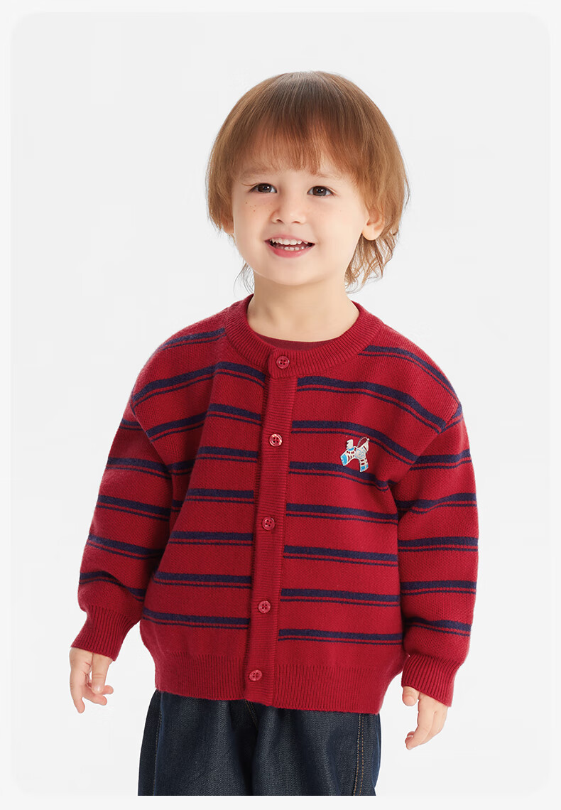Ciciibear Boys' Thickened Anti-Static Pilling Sweater Cardigan Autumn Winter Striped Jacket for Babies and Girls 15