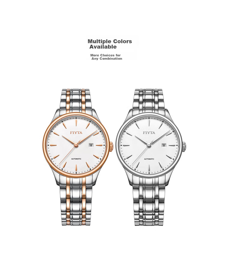 FIYTA Women's Watch, Classic Series Automatic Mechanical Calendar White Dial with Gold Steel Strap, Holiday Gift Box for Girlfriend 10