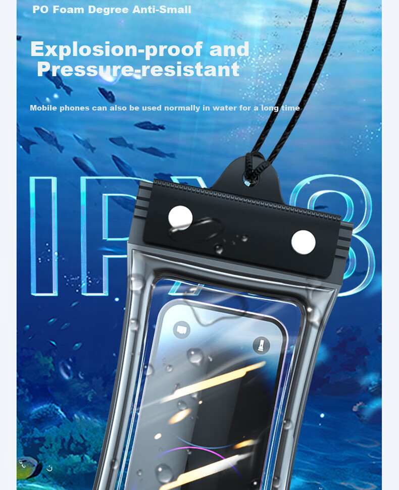 Bahainiao Waterproof Phone Pouch with Touchscreen Functionality, Airbag Protection, Shockproof, Suitable for Swimming, Travel, Hot Springs, Underwater Delivery Riders, with Strap 6