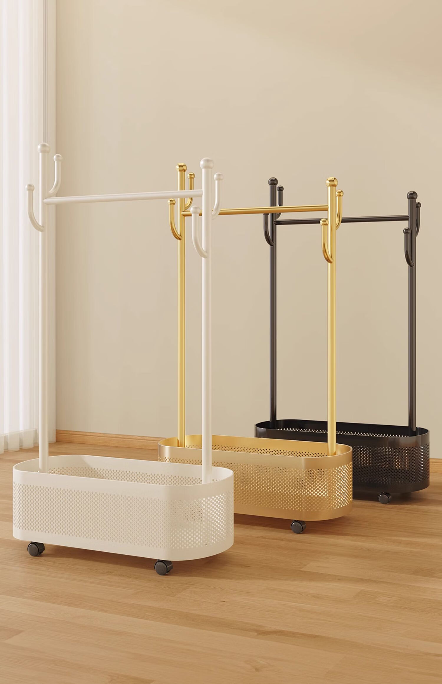 MUYA Floor Standing Clothes Rack Bedroom Hanger Home Indoor Luxury Clothes Drying and Storage Rack Simple Coat Rack 9