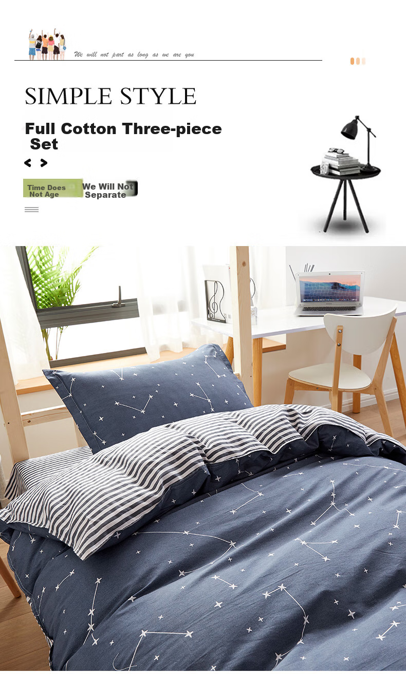 Yunjin All-Cotton Student Bedding Set, Dormitory Bed Six-Piece Set, Bedding Quilt Mattress Full Set, 1.2 Meters, Light Gray 4