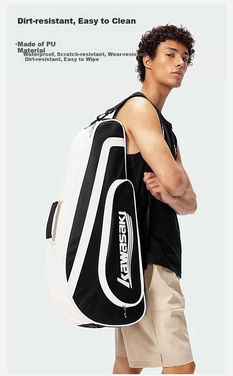 KAWASAKI Badminton Bag, Borderless Retro Handbag, 6-Racket Capacity, Large-Capacity Sports Bag, Tennis Bag C8612, Brow 7